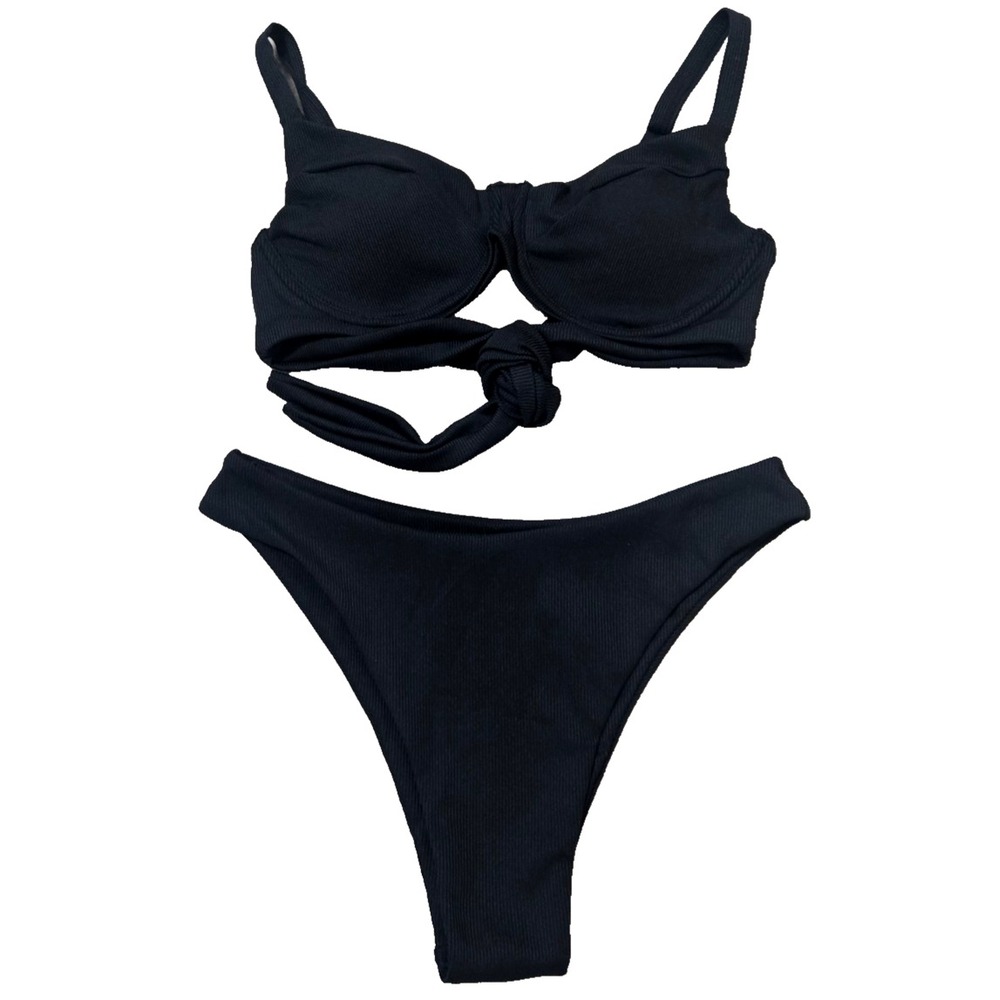 ZAFUL Underwire Ribbed Bikini Set Women's S Black NWOT